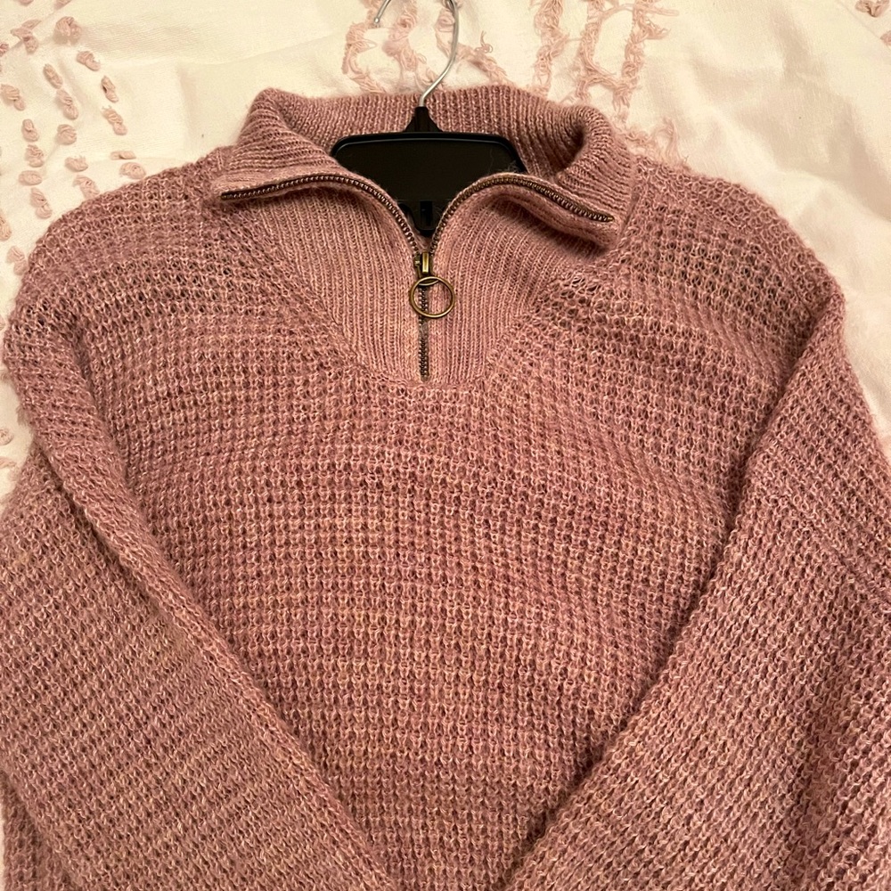 Women’s American Eagle Knit Quarter Zip Sweater Lilac Lavender